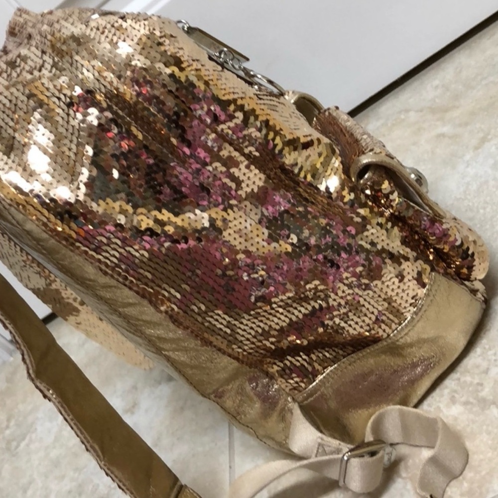 Coach Poppy Gold Sequin Backpack - Picture 6 of 8